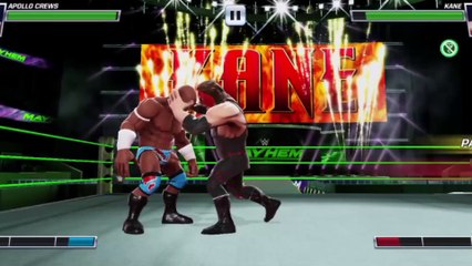 wwe mayhem apollo crews vs kane mobile gaming video