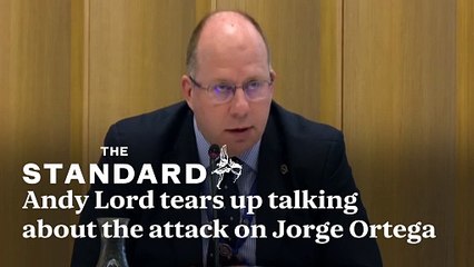 Andy Lord wipes a tear as he talks assualt on Elizabeth Line worker Jorge Ortega