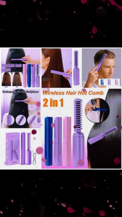 2-in-1 Hair Styling Brush, Straightener, Curler Comb Random Color