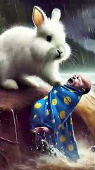 RABBIT HERO! Saves Baby from Water 🐇🐇🐇|| खरगोश ने पानी में तैर रहे बच्चे को बचाया |🐰 #RabbitRescue #shortsfeed