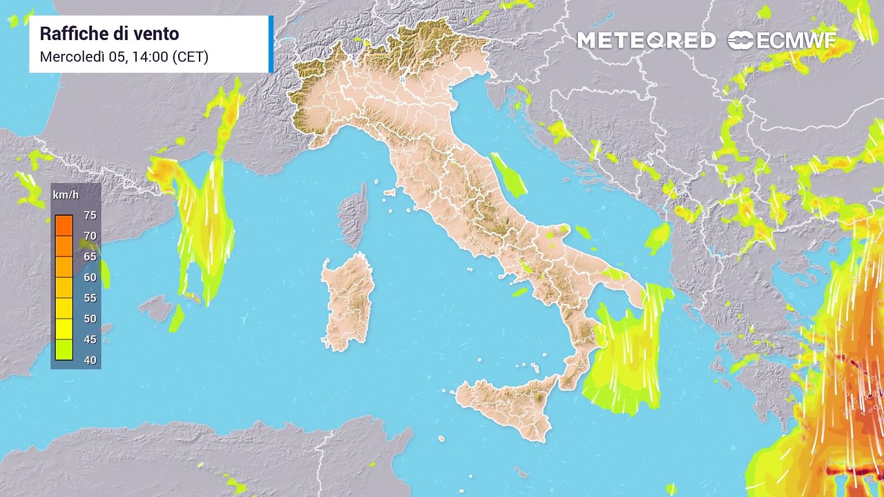 Mappa relativa ai venti