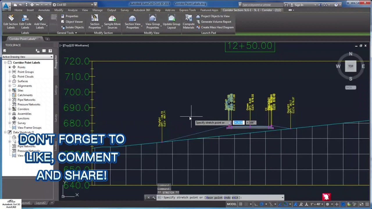 How to Label Corridor Points in Section View in civil 3d #autocadcivil3d #revit #civil3d #Autodesk #civil3d