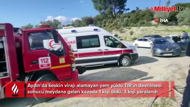 Aydın'da feci kaza! Virajı alamayan TIR tarlaya uçtu: 1 ölü, 3 yaralı