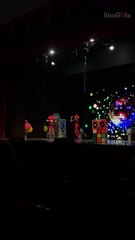 Girl falls during circus performance but instantly bounces back