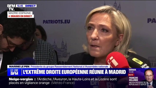 Marine Le Pen s'exprime depuis Madrid où les figures de l'extrême droite européenne se réunissent