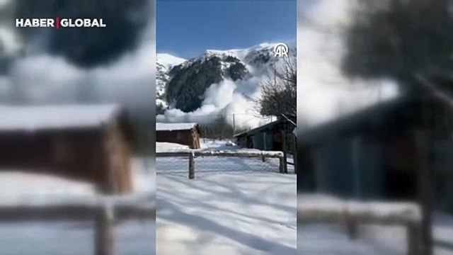 Artvin'de çığ düşmesi cep telefonuyla böyle görüntülendi