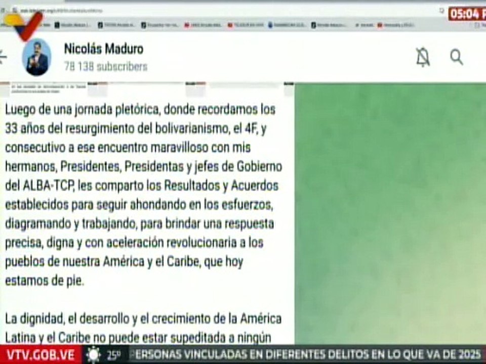 Jefe de Estado: La dignidad de América Latina y el Caribe no puede estar suspendida a factores externos