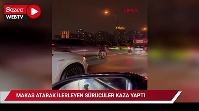 Makas atarak ilerleyen sürücüler kaza yaptı