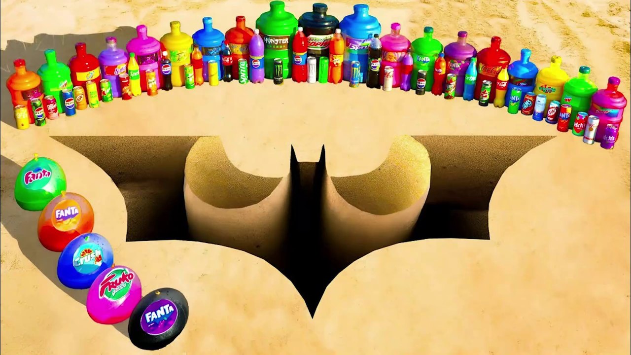 Massive Toothpaste Explosion from the Batman Logo Hole vs Coca-Cola, Fanta Balloons, and Mentos