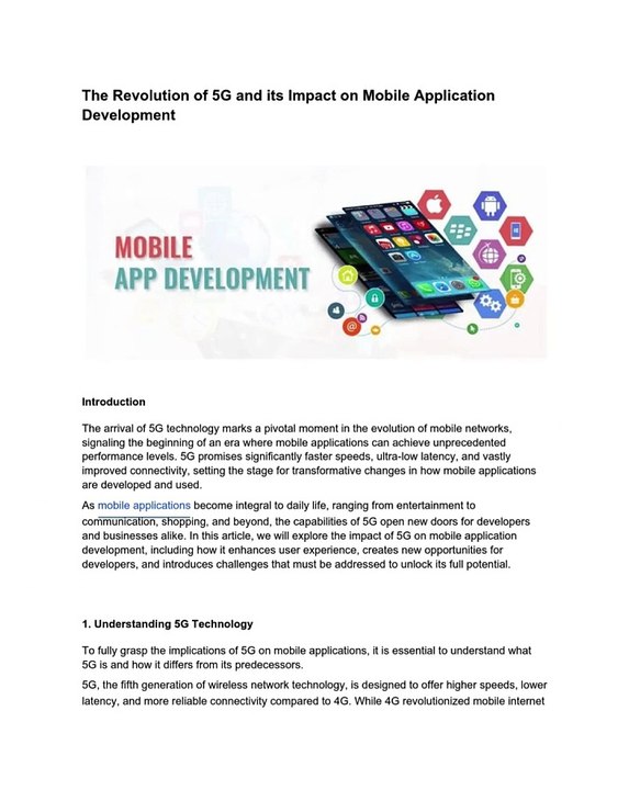 The Revolution of 5G and its Impact on Mobile Application Development