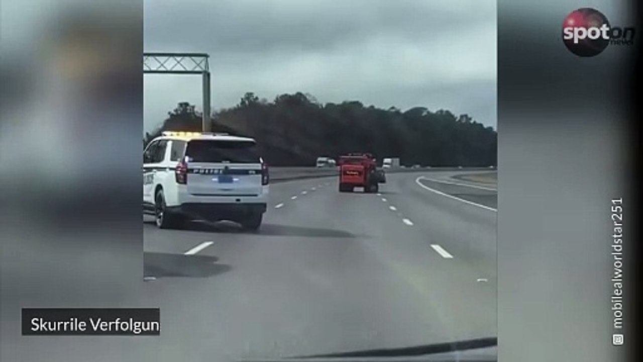 Baumaschinen-Fahrer greift Polizei auf der Autobahn an