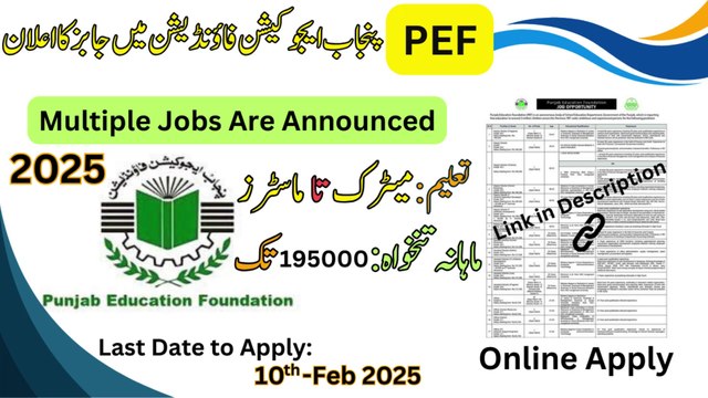 PEF 2025 Jobs | Punjab Education Foundation | Punjab Jobs Update