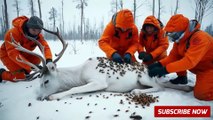 A reindeer was injured by barnacles and parasites, A rescue team successfully rescued the reindeer