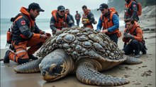 🐢 Amazing Sea Turtle Rescue_ Barnacle-Covered Turtle Saved! 🌊