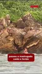 Vereador de Itajaí passa a noite preso entre pedras no Canto do Morcego