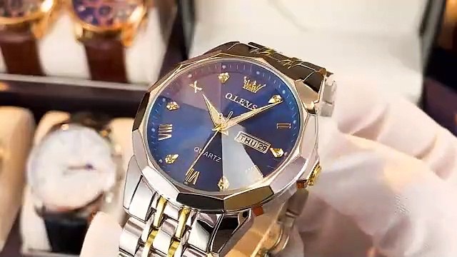 Amazoncom OLEVS Mens Watch Silver Blue Stainless Steel Dress Watch for Men Big Face Classic Rotating Bezel Analog Watch Men with Date Luxury Business Two Tone Mens Wrist Watch Waterproof Reloj para Hombre QBAIZI (1)
