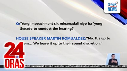 Impeachment trial, ipinauubaya na ni House Speaker Martin Romualdez sa Senado | 24 Oras