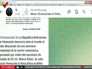 Comunicado | Venezuela denuncia el robo descarado de una aeronave propiedad de la nación