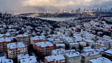 İstanbul’da aralıklarla etkili olan kar havadan görüntülendi