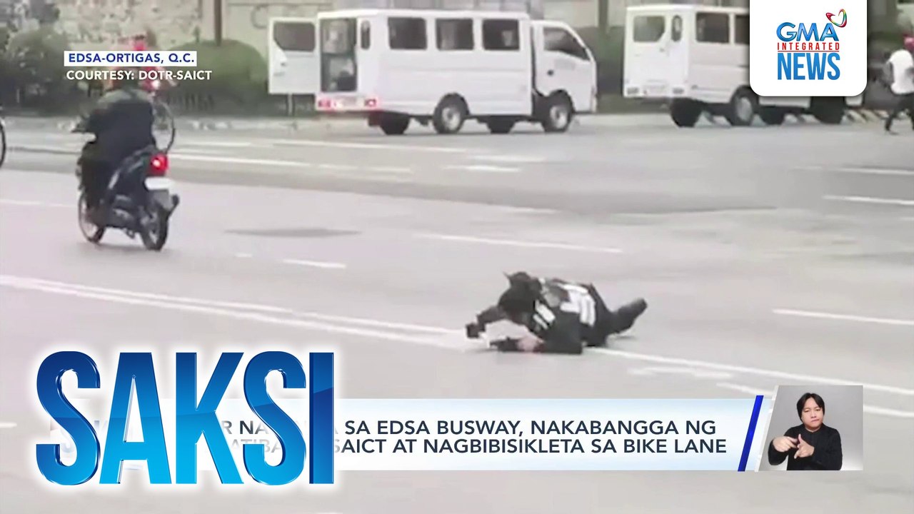 Rider na sinita sa EDSA busway, nakabangga ng operatiba ng SAICT at nagbibisikleta sa bike lane | Saksi
