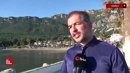 Muğla Akyaka'da deniz suyu 12 metre çekildi