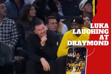 Incredible miss! Luka Doncic can't contain the laugh as Draymond Green miss a solo layup