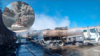 Estado de México: Vehículo incendiándose provoca cierre de circulación en la carretera Querétaro-México