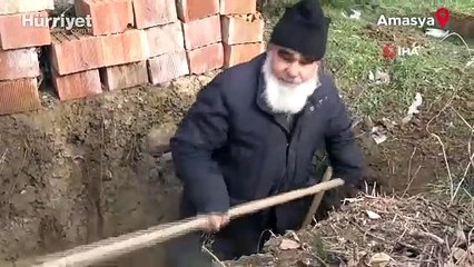 Amasya'da ölmeden önce kendi mezarını kazdı! 'Mezarıma geceleri gelip yatıyorum, burası benim mekanım'