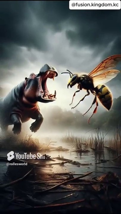 Cute Animal Fusion #Aiart Hippo and Bee SPECULATIVE EVOLUTION Animal Hybrid