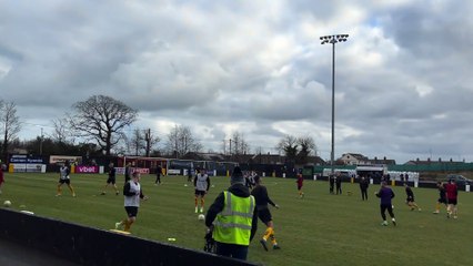 Carrick Rangers vs Coleraine; Teams warming up