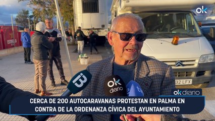 Cerca de 200 autocaravanas protestan en Palma en contra de la ordenanza cívica del Ayuntamiento