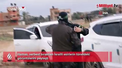 Hamas, serbest bırakılan İsrailli esirlerin tüneldeki görüntülerini paylaştı