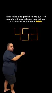 Quel est le plus grand nombre que l’on peut obtenir en déplaçant au maximum trois de ces allumettes ? 🧐🤔😅 #logique #Refexion #calcul #humour #drole
