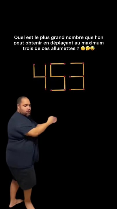 Quel est le plus grand nombre que l’on peut obtenir en déplaçant au maximum trois de ces allumettes ? 🧐🤔😅 #logique #Refexion #calcul #humour #drole