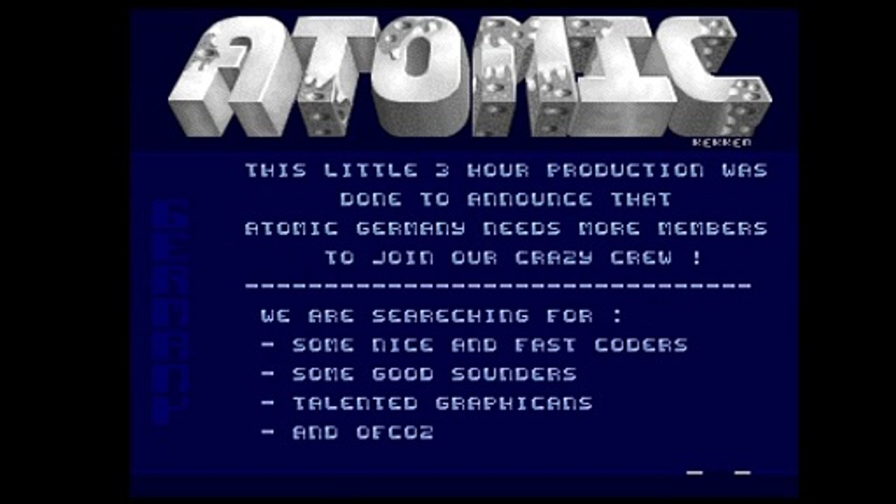 Amiga Cracktro First German Intro By Atomic (1992)