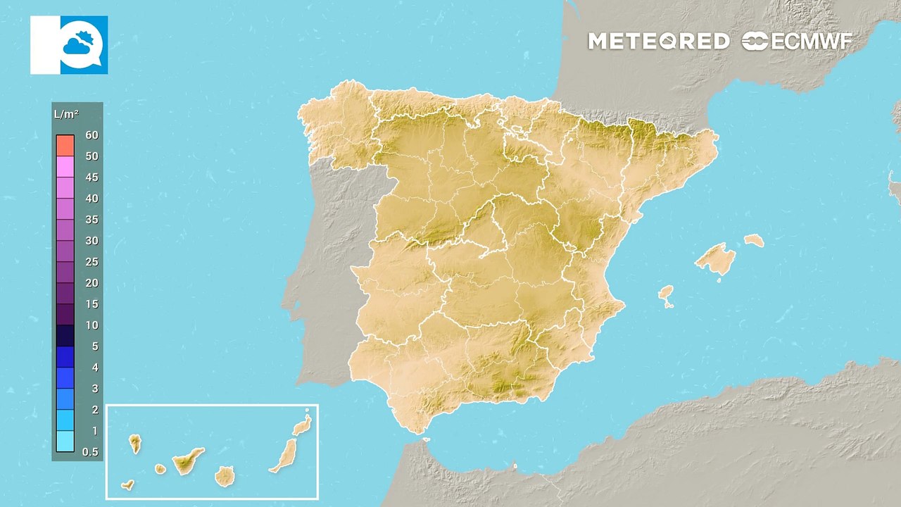 Precipitación acumulada prevista para los próximos días por el modelo europeo.