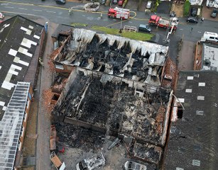 Scenes from the aftermath of the serious fire affecting units on Hayes Lane, Lye, Stourbridge.