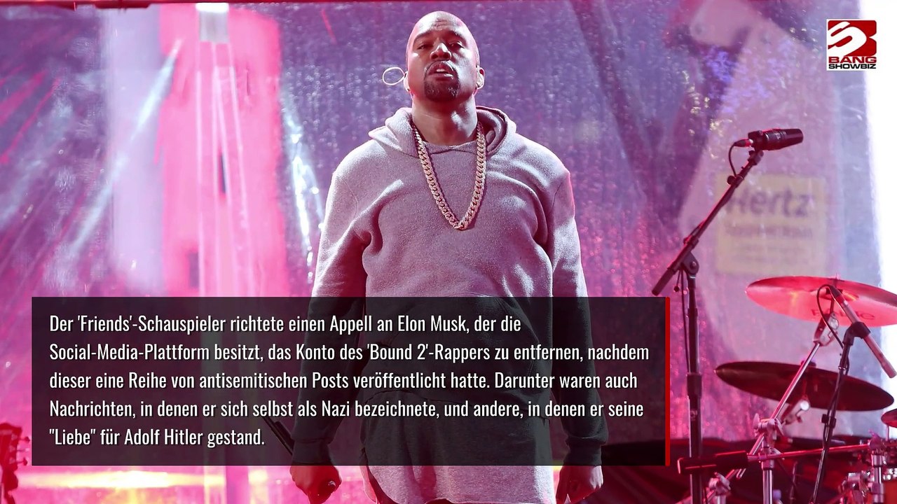 David Schwimmer fordert, 'geistesgestörten' Kanye West von X zu verbannen