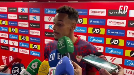 Sow, en la zona mixta tras el Sevilla-Barça