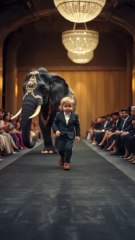 Baby and Giant Elephant Fashion Show on AGT Stage #elephant #lion #baby #fashionshow #agtGuy