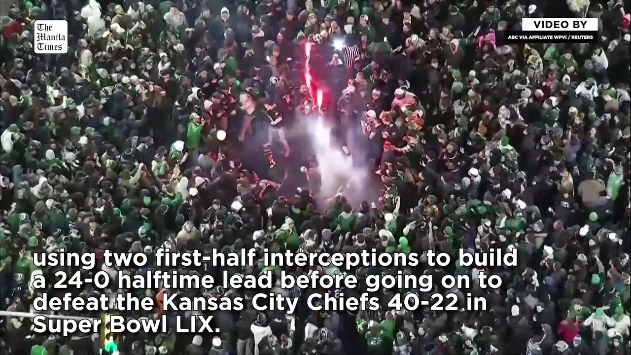 Aerials show fans filling streets of Philadelphia after Super Bowl ...