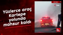 Yüzlerce araç Kocaeli Kartepe yolunda mahsur kaldı