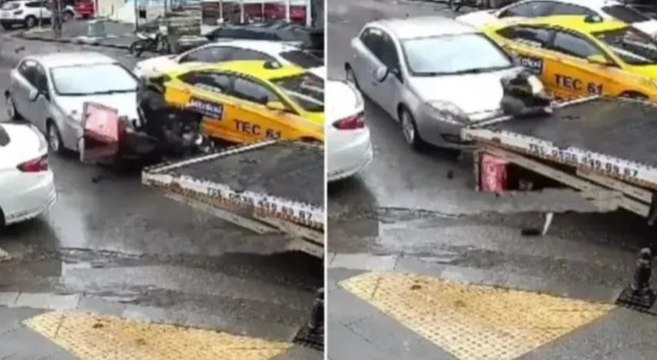 Pendik'te dikiz aynasını kırdığı otomobilin ezdiği motosikletli olay anını anlattı