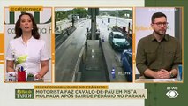 Motorista faz cavalo-de-pau em pista molhada no pedágio | Melhor da Tarde