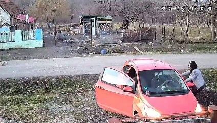 Car Reverses Itself on Street as Woman Forgets to Use Breaks