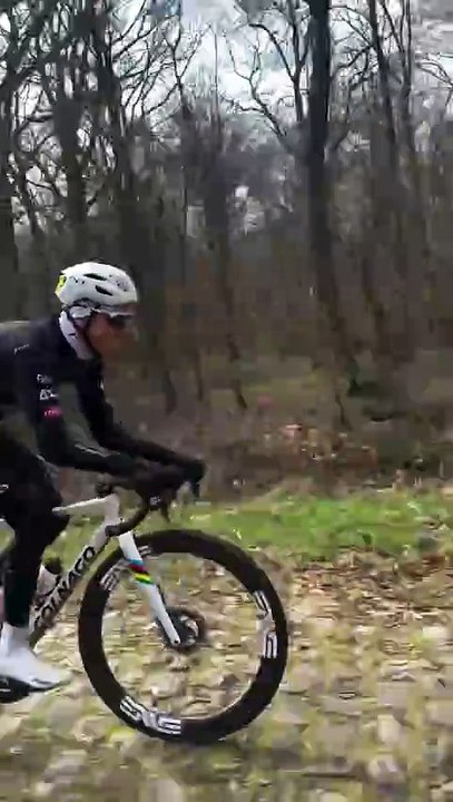 Tadej Pogacar en repérage sur la mythique trouée d'Arenberg - Cyclisme - Paris-Roubaix