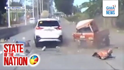 Mag-inang tumatawid sa pedestrian lane, nabangga ng motorsiklo | SONA