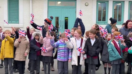 King Charles III, Prime Minister Kier Starmer and Deputy Prime Minister Angela Rayner arrive at Nansledan School