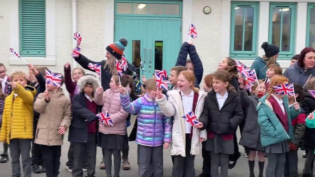 King Charles III, Prime Minister Kier Starmer and Deputy Prime Minister Angela Rayner arrive at Nansledan School