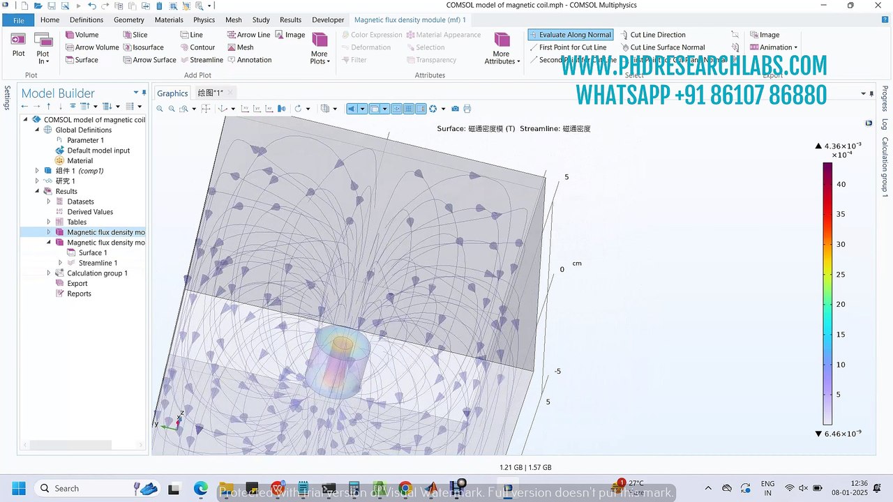 COMSOL MAGNETIC FIELD OF COIL